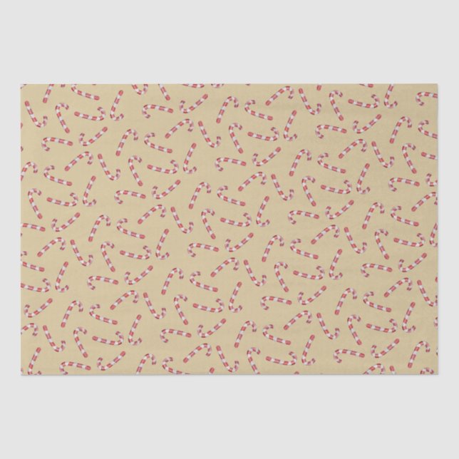 Traditionelles Gold Candy Cane Weihnachten Seidenpapier (Vorderseite)
