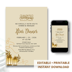 Traditionelles Goldenes Laternen-Ramadan-Iftar-Din Einladung