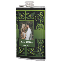 Traditionelles Green Irish Celtic Design Flachmann