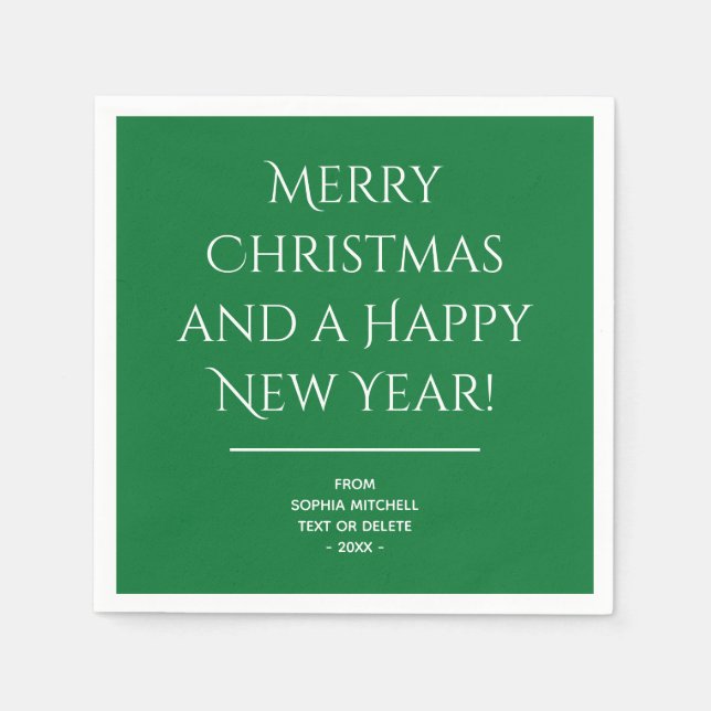 Traditionelles Grün - Frohe Weihnachten Napkins Serviette (Vorderseite)