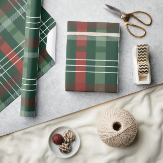 Traditionelles Grün-Rot-Tartan-Karo-Weihnachten Geschenkpapier
