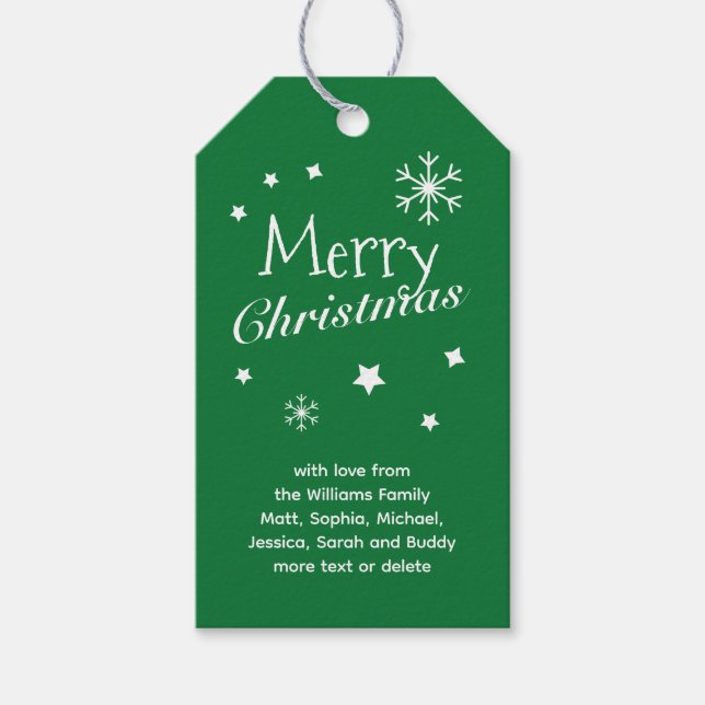 Traditionelles Grün - Weihnachts-Geschenketiketts Geschenkanhänger (Vorderseite)