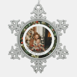 Traditionelles Grünes Heiliges Foto Schneeflocken Zinn-Ornament