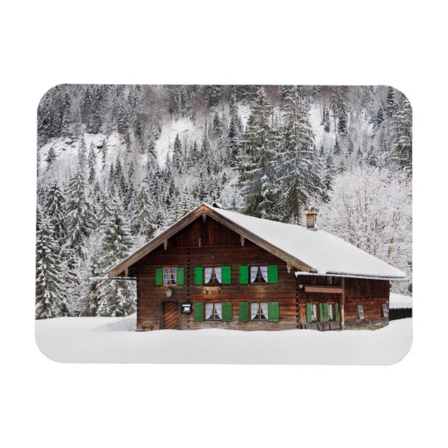 Traditionelles Haus in Bayern, rechteckiger Magnet (Horizontal)