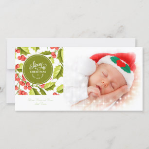 Traditionelles Holly Design Frohe Weihnachten Foto