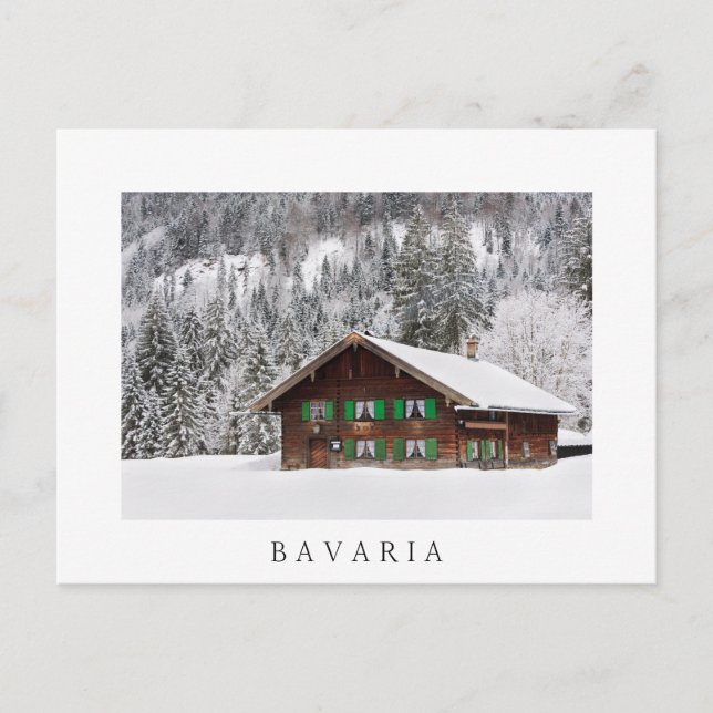 Traditionelles Holzhaus in Bayern, weiße Postkarte (Vorderseite)
