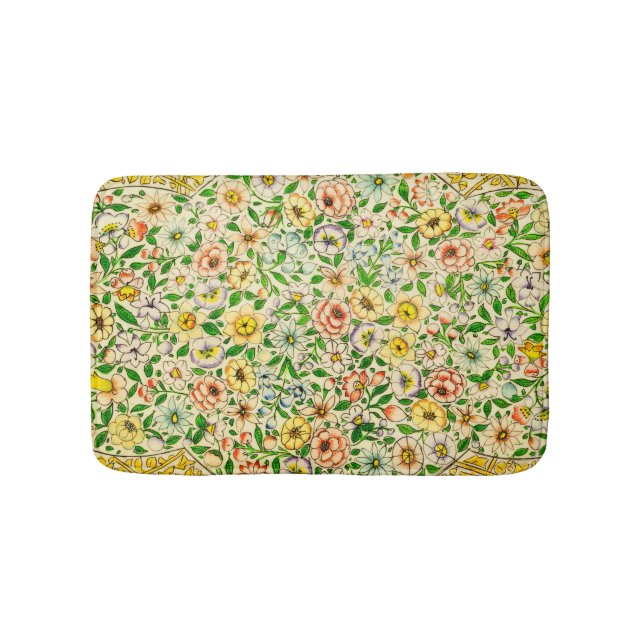 Traditionelles indisches Frühlingsblumendesign Badematte (Vorderseite)