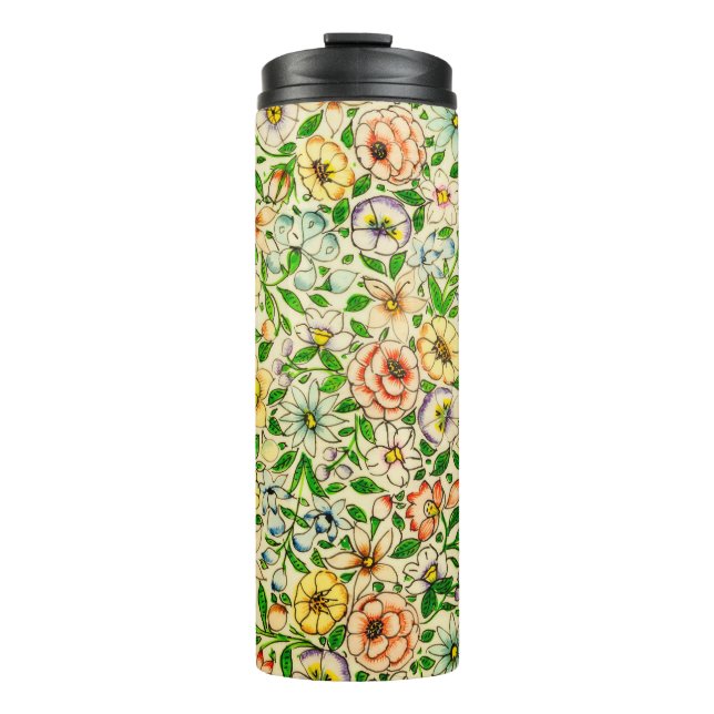 Traditionelles indisches Frühlingsblumendesign Thermosbecher (Vorderseite)