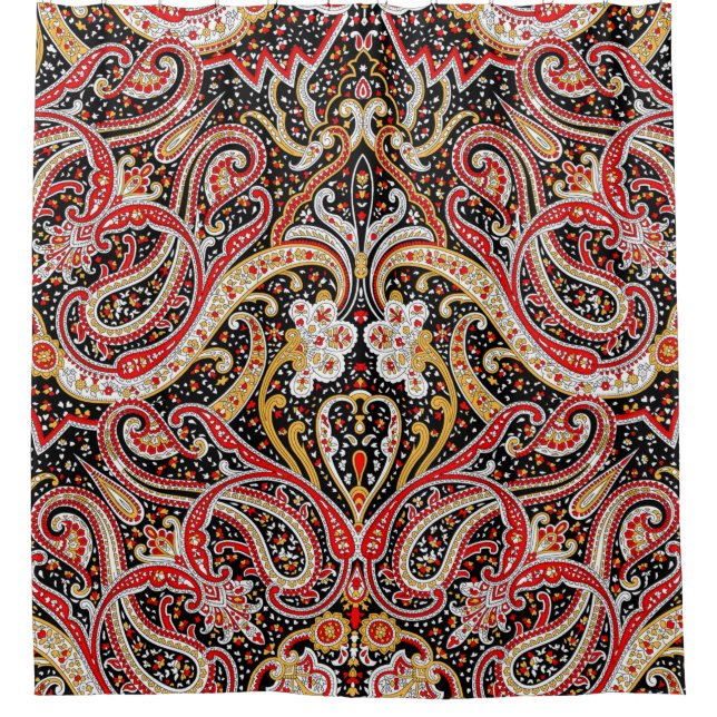 traditionelles indisches Paisley-Muster Duschvorhang (Vorderseite)
