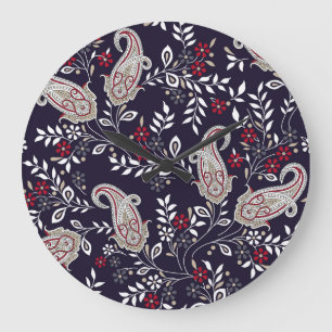 Traditionelles indisches Paisley, nahtlos Muster. Große Wanduhr