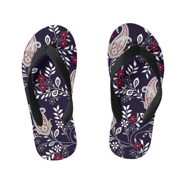 Traditionelles indisches Paisley, nahtlos Muster. Kinderbadesandalen (Fußbett)