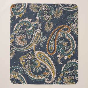 Traditionelles indisches Paisleymuster auf Hinterg Sherpadecke