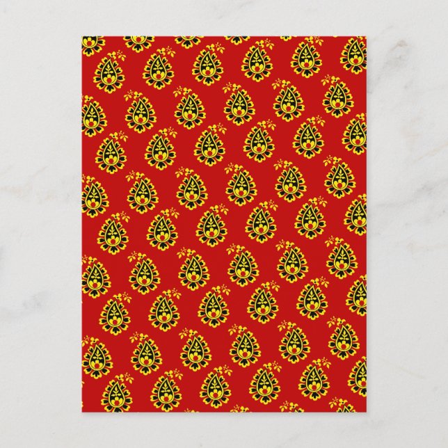 Traditionelles indisches Stoffdesign Postkarte (Vorderseite)