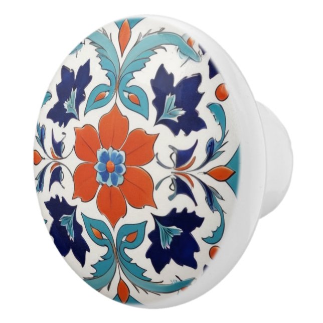 Traditionelles Iznik Türkisches Klassisches Blumen Keramikknauf (Rechts)