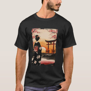 Traditionelles Japan Themed Sumi Ink Geisha Art T-Shirt