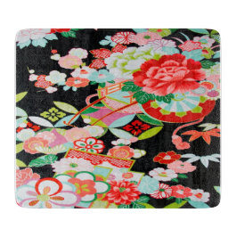 Traditionelles japanisches Blumenglas Schwarzer Bl Schneidebrett