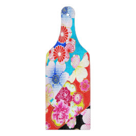 Traditionelles japanisches Blumenrosa Blaues Rotes Schneidebrett