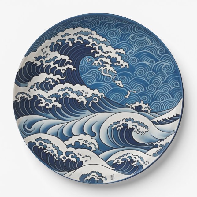 Traditionelles japanisches Design der Great Wave K Pappteller (Vorderseite)