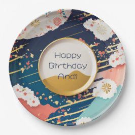 Traditionelles japanisches Farbdesign Personalisie Pappteller