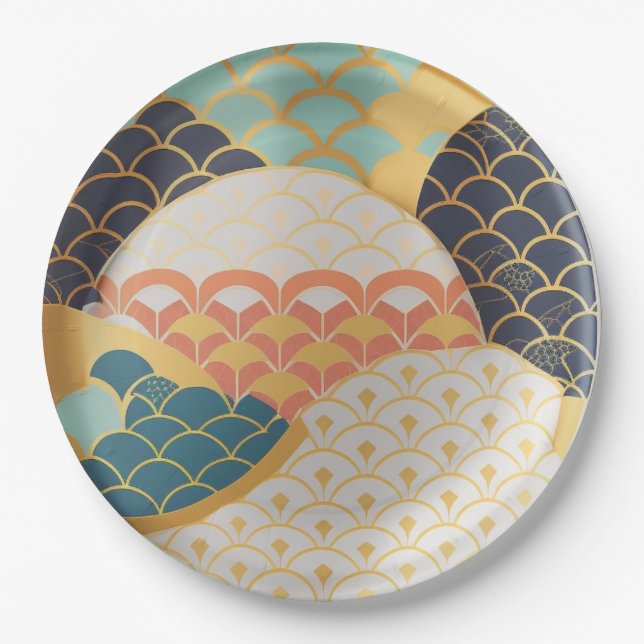 Traditionelles japanisches Keramik Design Pappteller (Vorderseite)