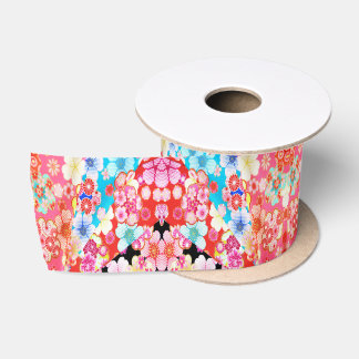 Traditionelles japanisches Kimono Floral Pink Blau Satinband
