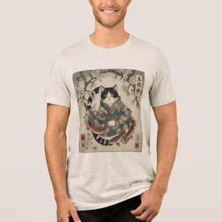 Traditionelles Japanisches Kimono-Katze-T-Shirt Tri-Blend Shirt