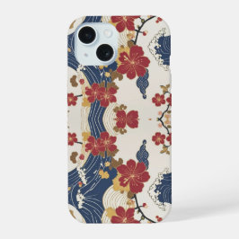 Traditionelles Japanisches Kimono-Muster iPhone 15 Hülle