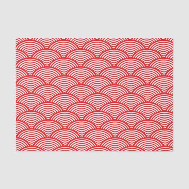Traditionelles japanisches Red Nami Wave Muster Seidenpapier (Vorderseite)