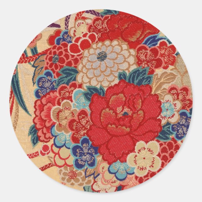 Traditionelles japanisches Stoffdesign Runder Aufkleber (Vorderseite)