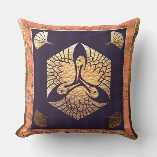 Traditionelles japanisches Swan-Motiv Kissen Für Draußen (Vorderseite)