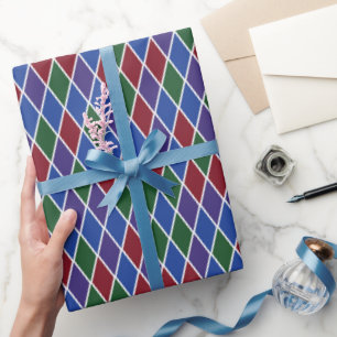 Traditionelles Juwel-farbiges Harlekin Geschenkpapier