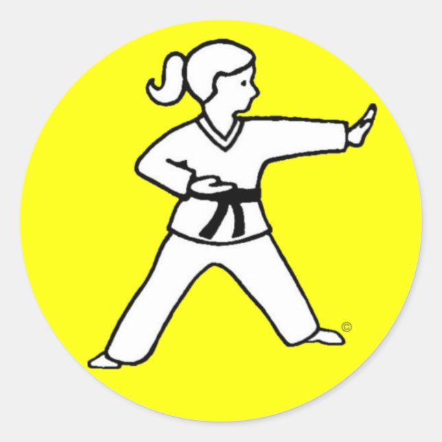 Traditionelles Karate Kid 4 auf gelben Aufklebern Runder Aufkleber (Vorderseite)