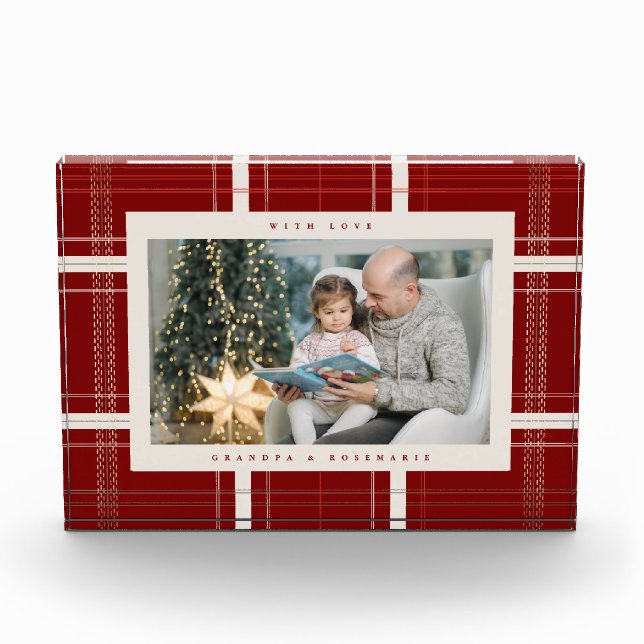 Traditionelles Kariertes, gemütliches Weihnachtsge Fotoblock (Vorderseite)