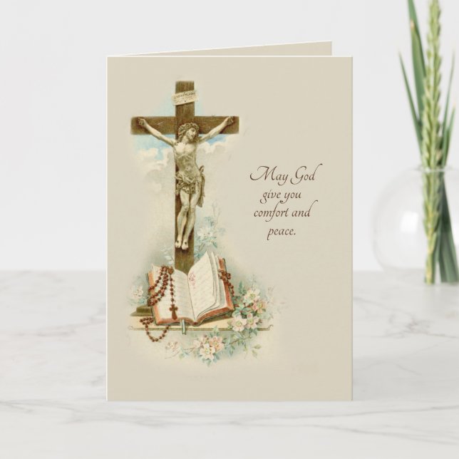 Traditionelles katholisches Beileid Condolence Cru Karte (Vorderseite)