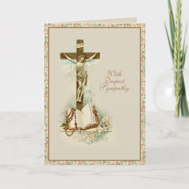 Traditionelles katholisches Beileid Condolence Cru Karte (Vorderseite)