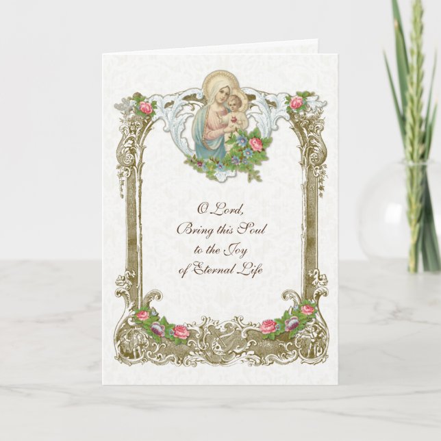 Traditionelles katholisches Beileid, das Jesus bie Karte (Vorderseite)