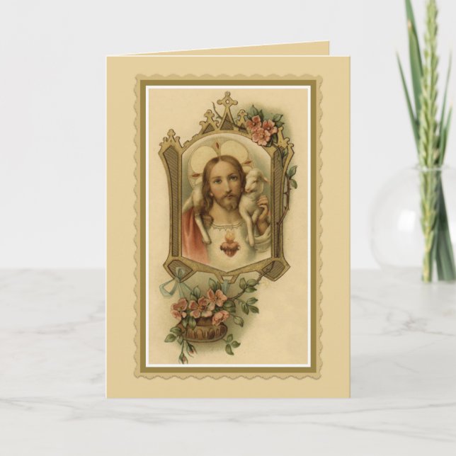 Traditionelles katholisches Beileid Jesus Lamb Karte (Vorderseite)