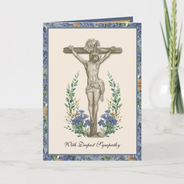Traditionelles katholisches Beileid Rosary Crucifi Karte (Vorderseite)