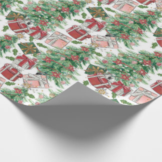 Traditionelles/klassisches Weihnachtsbaumpapier Geschenkpapier