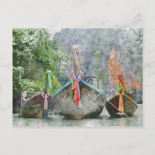 Traditionelles Langboot in Thailand Postkarte