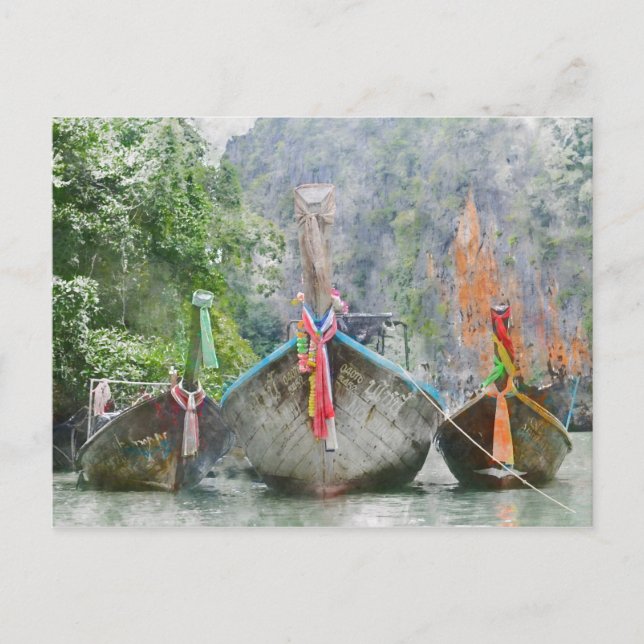 Traditionelles Langboot in Thailand Postkarte (Vorderseite)