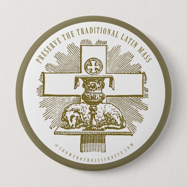 Traditionelles lateinisches goldenes Lamm Gottes A Button (Vorderseite)