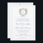 Traditionelles Leaf-Wappen mit Bow | Monografische Einladung<br><div class="desc">Das elegante Aquarellmonogramm-Wappen verleiht dieser Hochzeitseinladung einen wunderschönen und zeitlosen Look, den jede raffinierte Braut Liebe bekommt. Personalisieren Sie diese Einladung mit Ihren Initialen im Wappen oben. Die Farben sind hellblau, grün, goldgelb und braun. Wenn Sie Fragen haben oder Hilfe bei der Anpassung dieser Einladung benötigen, wenden Sie sich bitte...</div>