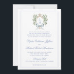 Traditionelles Leaf-Wappen mit Bow | Monografische Einladung<br><div class="desc">Das elegante Aquarellmonogramm-Wappen verleiht dieser Hochzeitseinladung einen wunderschönen und zeitlosen Look, den jede raffinierte Braut Liebe bekommt. Personalisieren Sie diese Einladung mit Ihren Initialen im Wappen oben. Die Farben sind hellblau, grün, goldgelb und braun. Wenn Sie Fragen haben oder Hilfe bei der Anpassung dieser Einladung benötigen, wenden Sie sich bitte...</div>