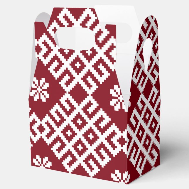 Traditionelles lettisches rotes Muster Geschenkschachtel (Geöffnet)