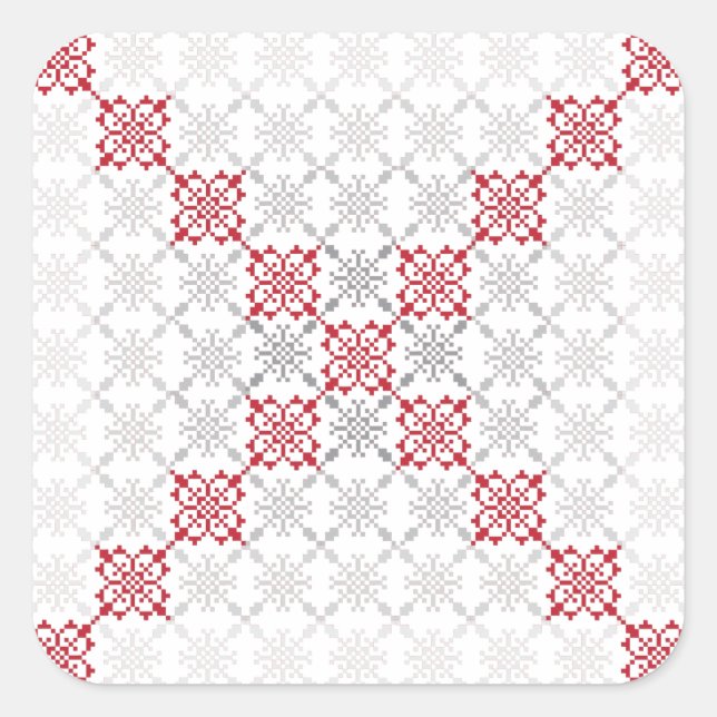 Traditionelles lettisches SUN-Zeichen geometrische Quadratischer Aufkleber (Vorderseite)