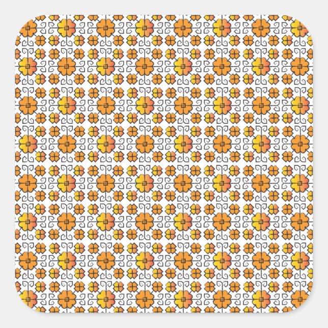 Traditionelles lettisches SUN-Zeichen geometrische Quadratischer Aufkleber (Vorderseite)