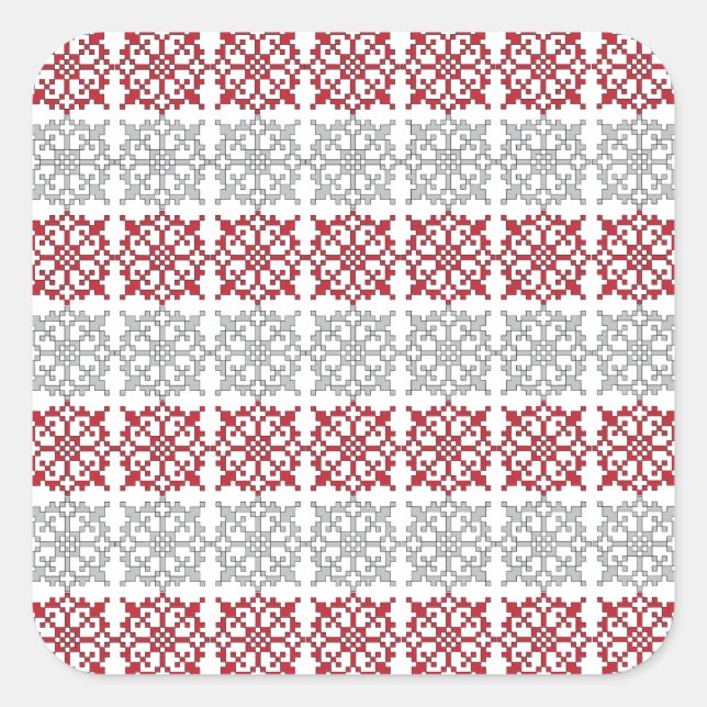 Traditionelles lettisches SUN-Zeichen geometrische Quadratischer Aufkleber (Vorderseite)