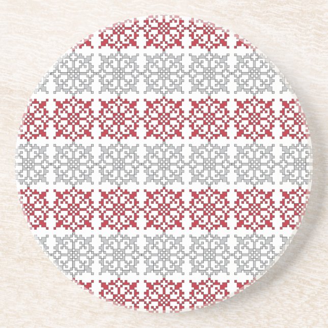 Traditionelles lettisches SUN-Zeichen geometrische Sandstein Untersetzer (Vorne)