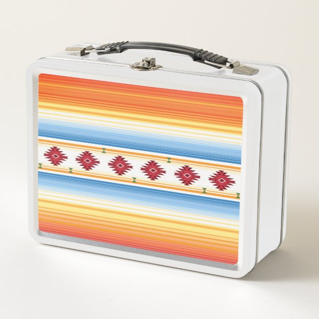 Traditionelles mexikanisches Serape-Blanket-Muster Metall Brotdose (Vorderseite)